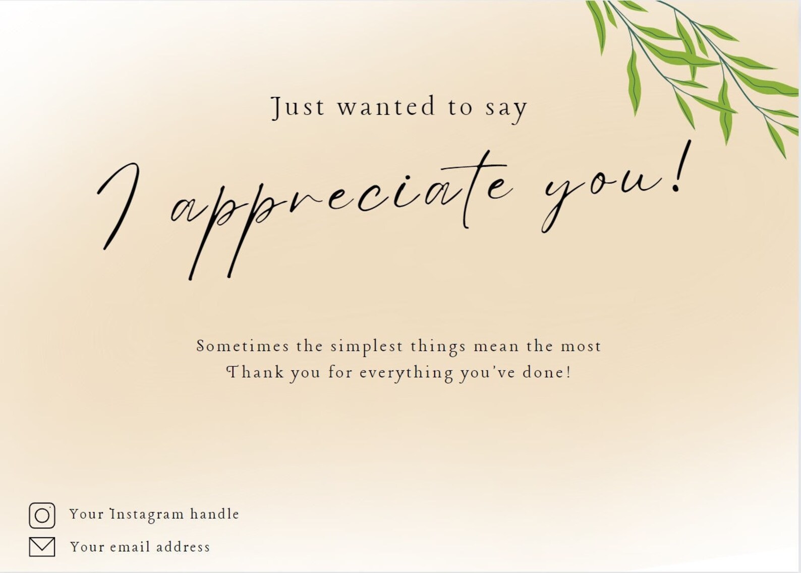Digital Template Download (canva) - EDITABLE Simple 'thank You ...