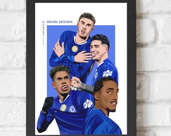 Chelsea 'Blue Stars' Collage Football Poster - 25/26 A4 Print