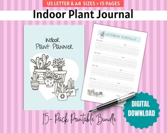 Zimmerpflanzen Journal| Druckbarer Planer| Zimmerpflanzen Organizer| Pflanzen Tracker | Wasser tracker |Plant Care Printable | 3 Größen |