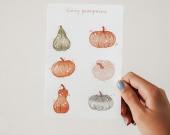 Cozy Pumpkin Sticker Sheet | Fall Stickers, Scrapbook, Bullet Journal, Autumn Stickers