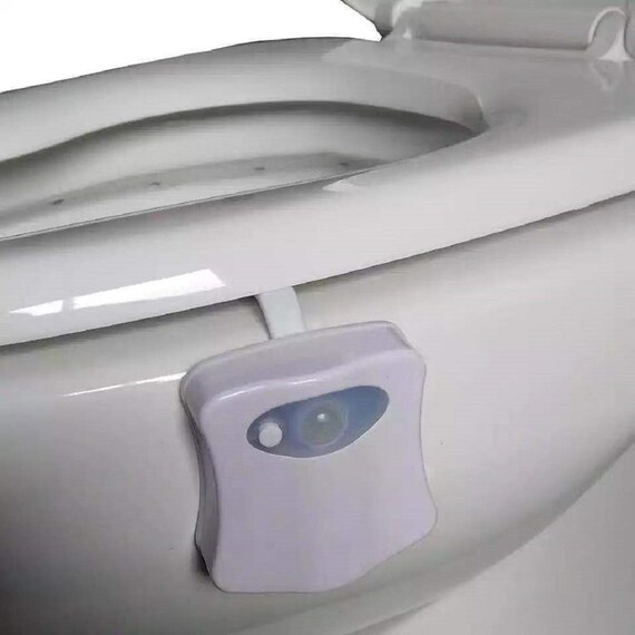 inch stoel satire Bowl Bathroom Toilet Night LED 8 Color Lamp Sensor Lights - Etsy