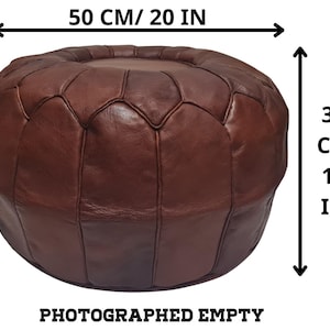 Leather Ottoman Pouf – Handmade Brown Leather Footstool - Brown Leather Floor Cushion.
