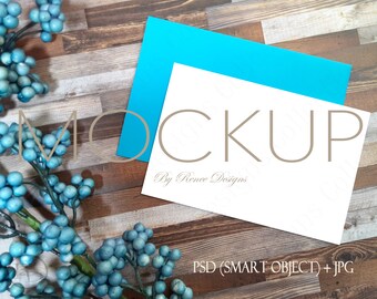 Barnwood Card Mockup: 4x6 White Card, PSD Smart Object (Digital Download)