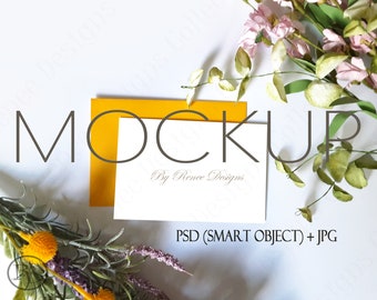 4x6 Card Mockup: Floral Stationery Design (PSD & JPG)