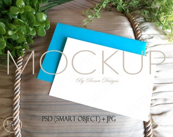 Card Mockup: 4x6 White Card, Green Plants (PSD & JPG)