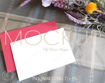 Blank Card Mockup: Red Envelope, 4x6 PSD (Digital Download)