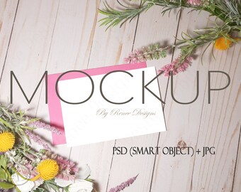 White Card Mockup: 4x6 Thank You Card, PSD Smart Object (Digital Download)