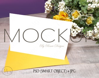 Folded Card Mockup: Floral 4x6 Thank You Card (PSD Smart Object) (Digital Download)