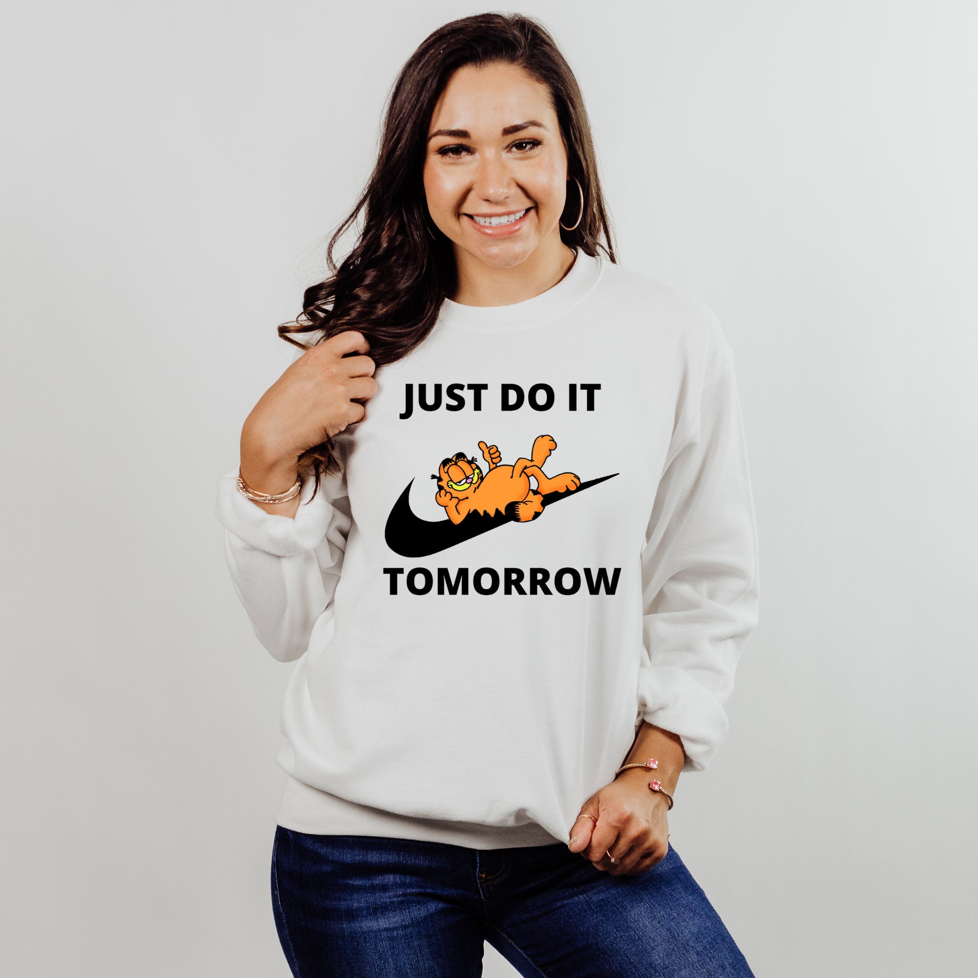 Discover Garfield Sweatshirt, Just Do It Tomorrow Sweatshirt, Just Do It Later Sweater, Garfield The Cat Shirt, Garfield Meme Shirt, Funny Cat Shirts