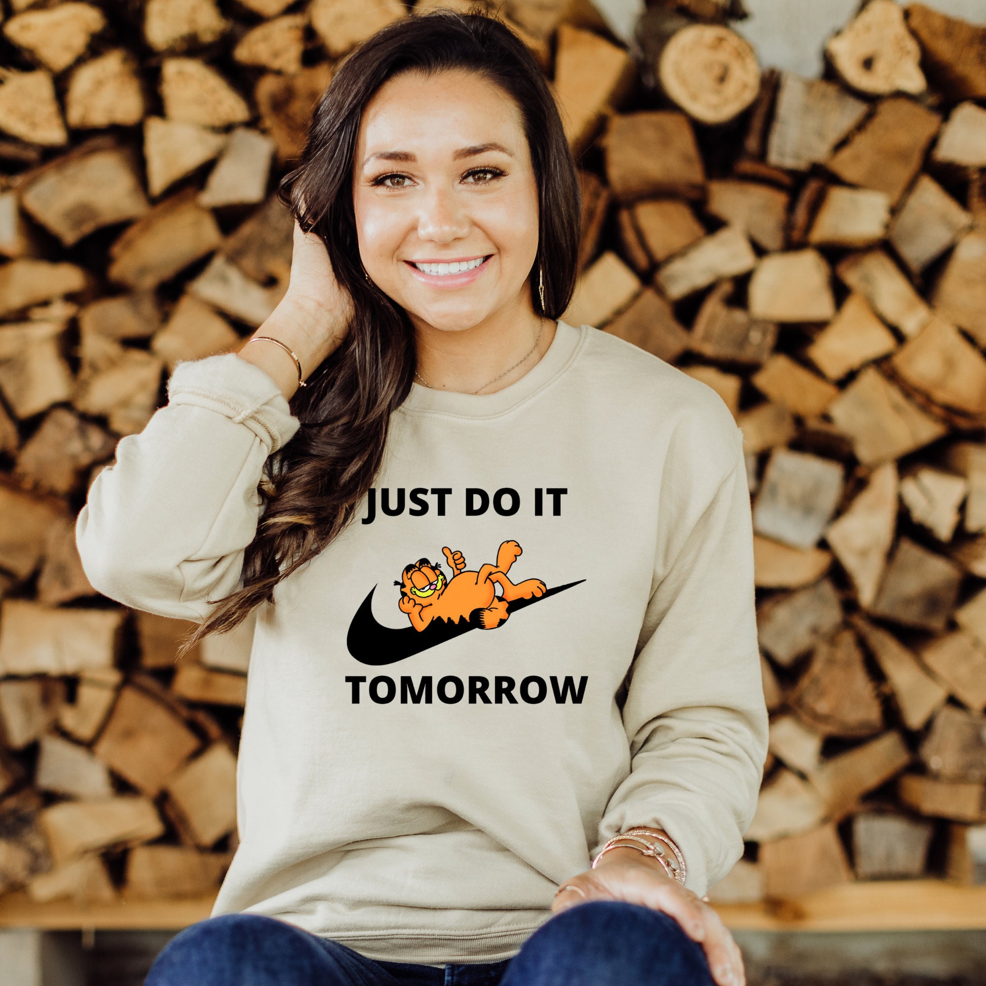 Discover Garfield Sweatshirt, Just Do It Tomorrow Sweatshirt, Just Do It Later Sweater, Garfield The Cat Shirt, Garfield Meme Shirt, Funny Cat Shirts