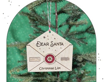 Adorno de la lista de deseos de Navidad, adorno personalizado "Querido Papá Noel"
