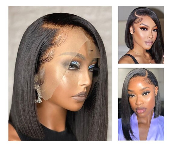 Side parting asymmetrical bob 13 6 lace frontal wig