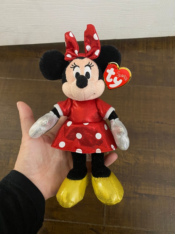 Disney Store Mickey Mouse and Ty Sparkle Minnie Mouse Plush Stuffed Animals
