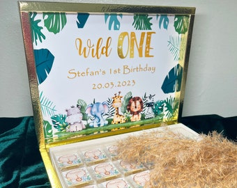 Personalisierte Schokobox - Kinder Geburtstag - Wild One - Safari