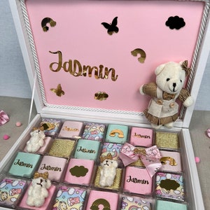 Scatola di Cioccolatini Personalizzata – Regalo per Nascita, Battesimo, Baby Shower, Primo Compleanno, per Bambine, Bebè Femmina