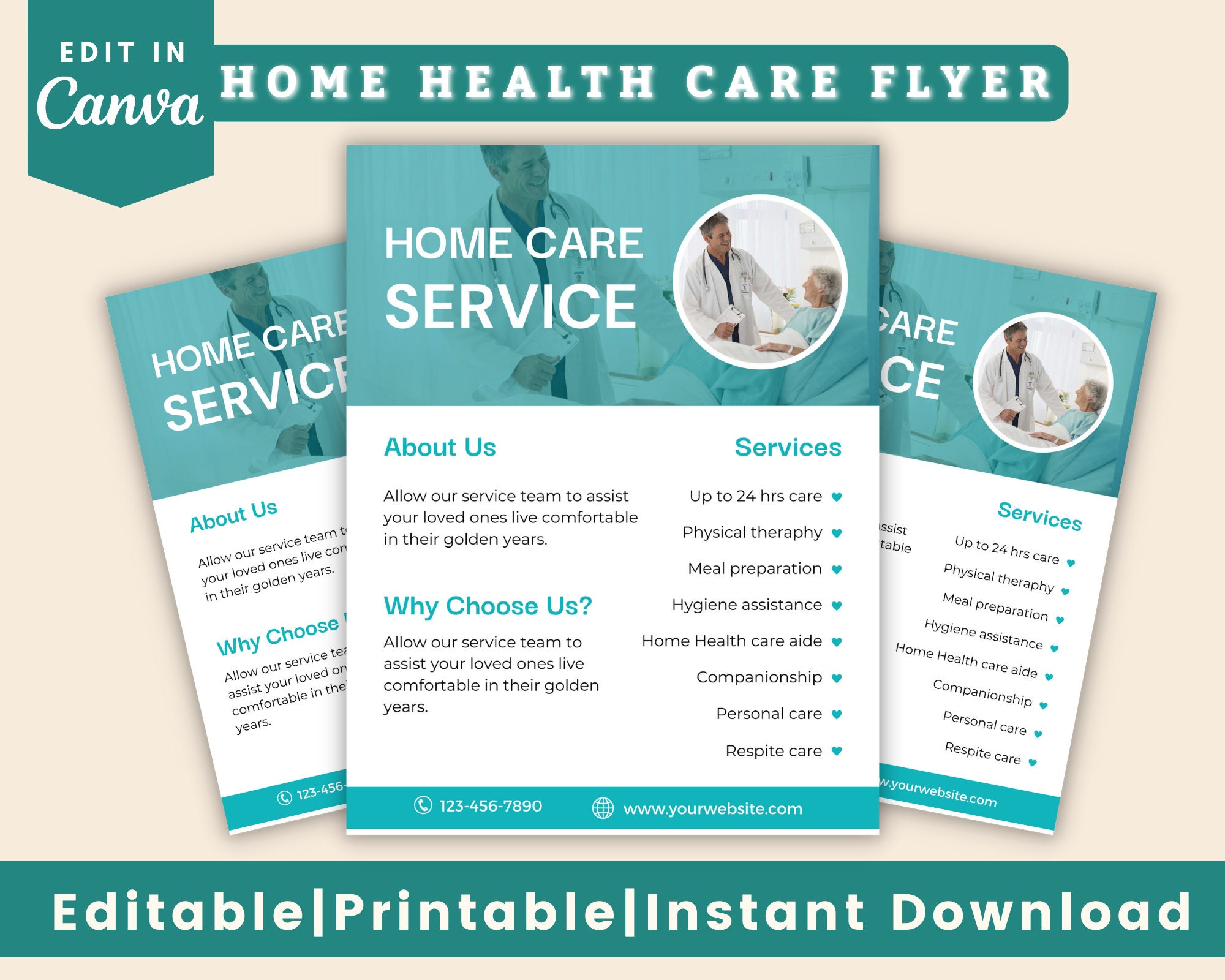 Editable Home Health Care Service Flyer, Nursing Home Flyer, Home Care
