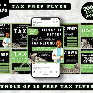 Tax Prep Bundle, Tax Prep Instagram, Tax Prep FLyer Bundle, Tax Flyer Template, Prep Flyers Bundle, Tax Prep Templates, Tax Preparation Post