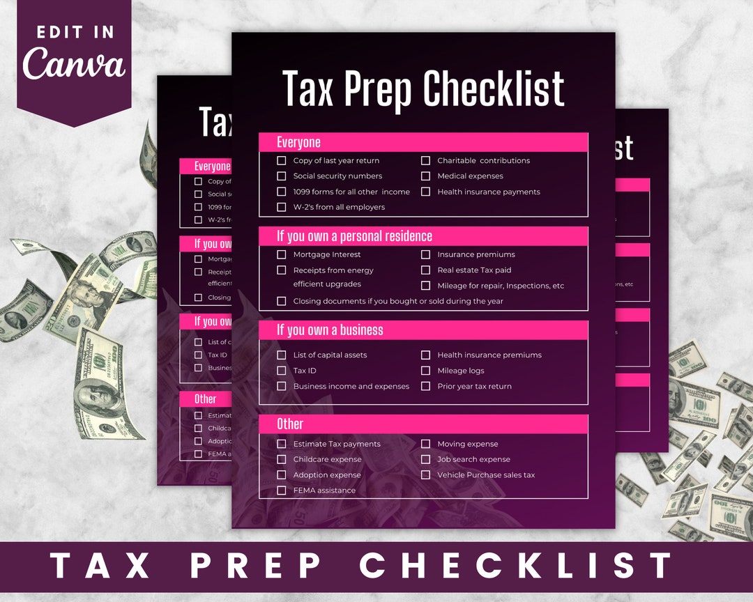 Tax Prep Checklist, Tax Prep Tracker, Business Tax Checklist, Tax