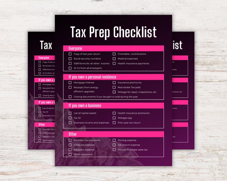 Tax Prep Checklist, Tax Prep Tracker, Business Tax Checklist, Tax
