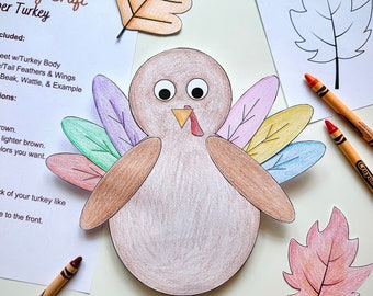 Thanksgiving Turkije Craft: afdrukbare sjabloon doe-het-zelf (pdf-download)