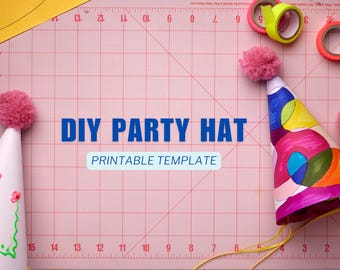 Sjabloon DIY-feestmuts: afdrukbare verjaardagsviering (pdf- en SVG-bestanden)