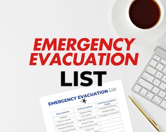 Emergency Evacuation List: Disaster Preparedness Checklist (Digital Download)