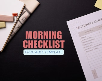 Checklist ochtendroutine: geestelijke gezondheid en doelen stellen (digitale download)
