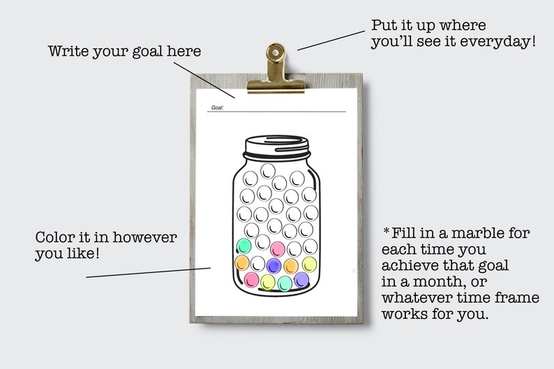 Printable Goal Tracker: Colorful Progress Chart (digital Download) - Etsy