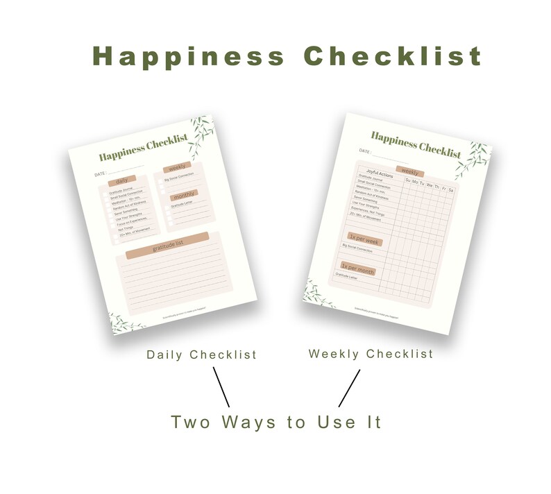 Happiness Checklist - A Printable Digital Download To-do List for More ...