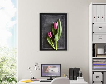 Fotoprint roze tulp: moderne bloemsierkunst van een boerderij (digitale download)