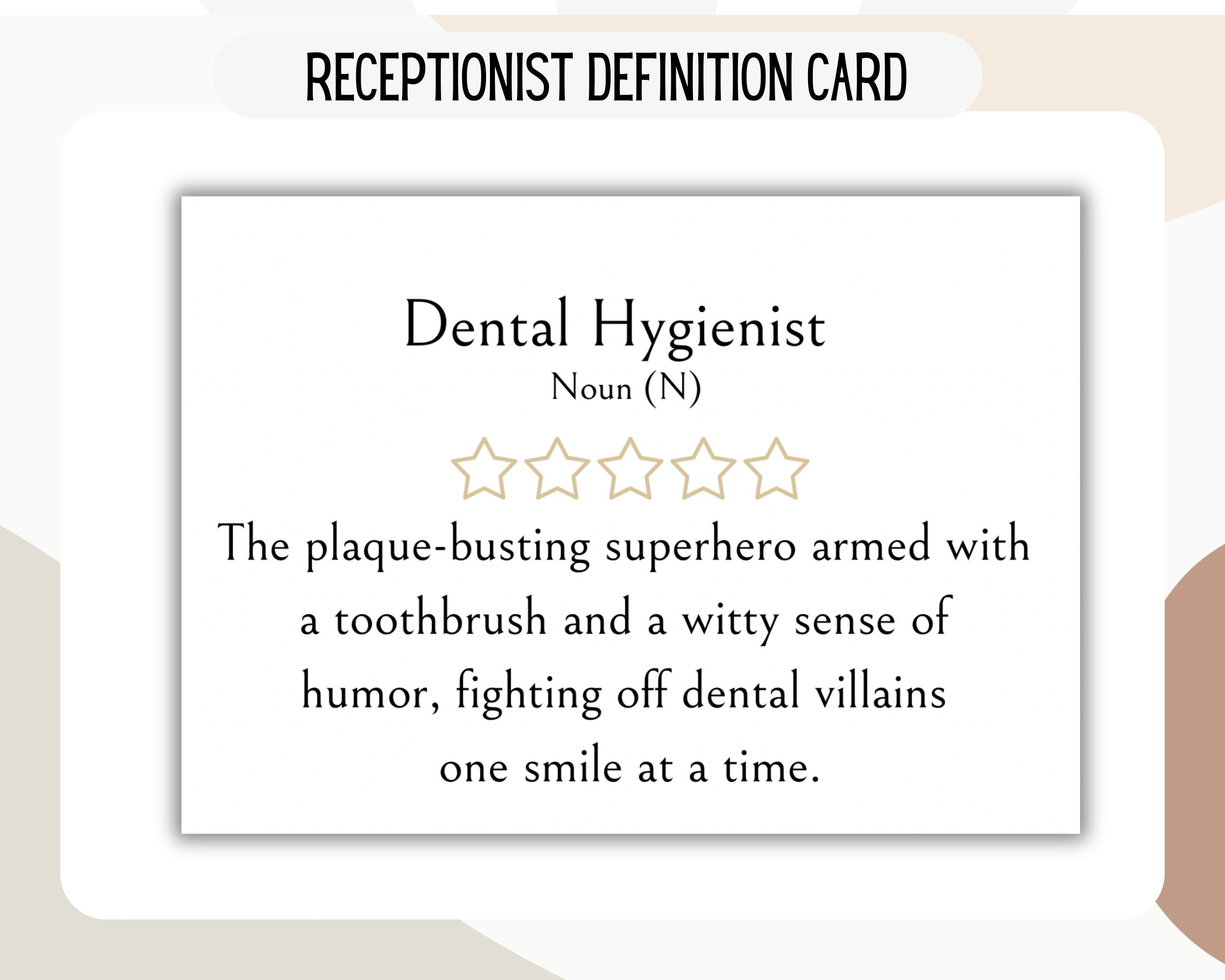Definition Dental Hygienisit, Dental Hygiene Cards, Gift for Dental