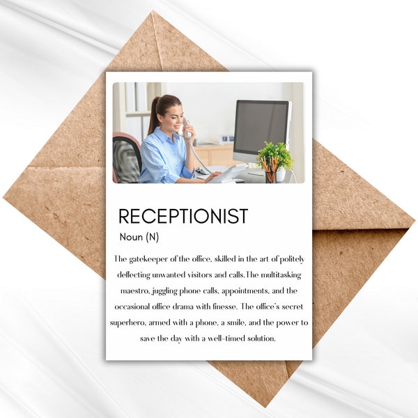 Doctors receptionist cards, Definition receptionist card, cards for receptionists, gift for office receptionists