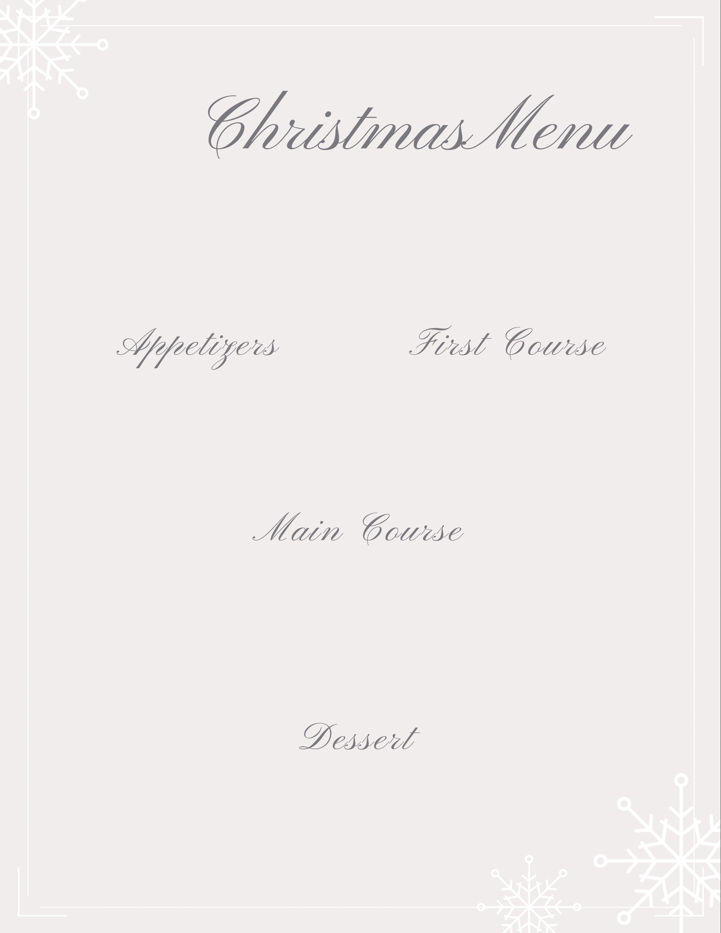 Christmas Menu Template Etsy