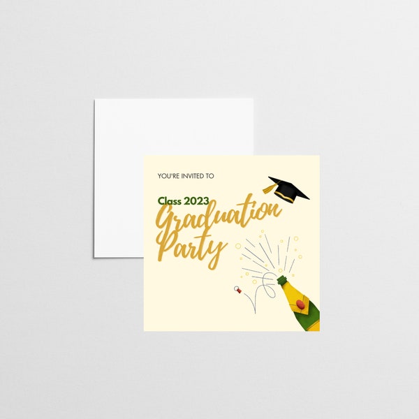 graduation invitation instant download, graduation invitation 2023,graduation  invitation template, gold grad party invitation template