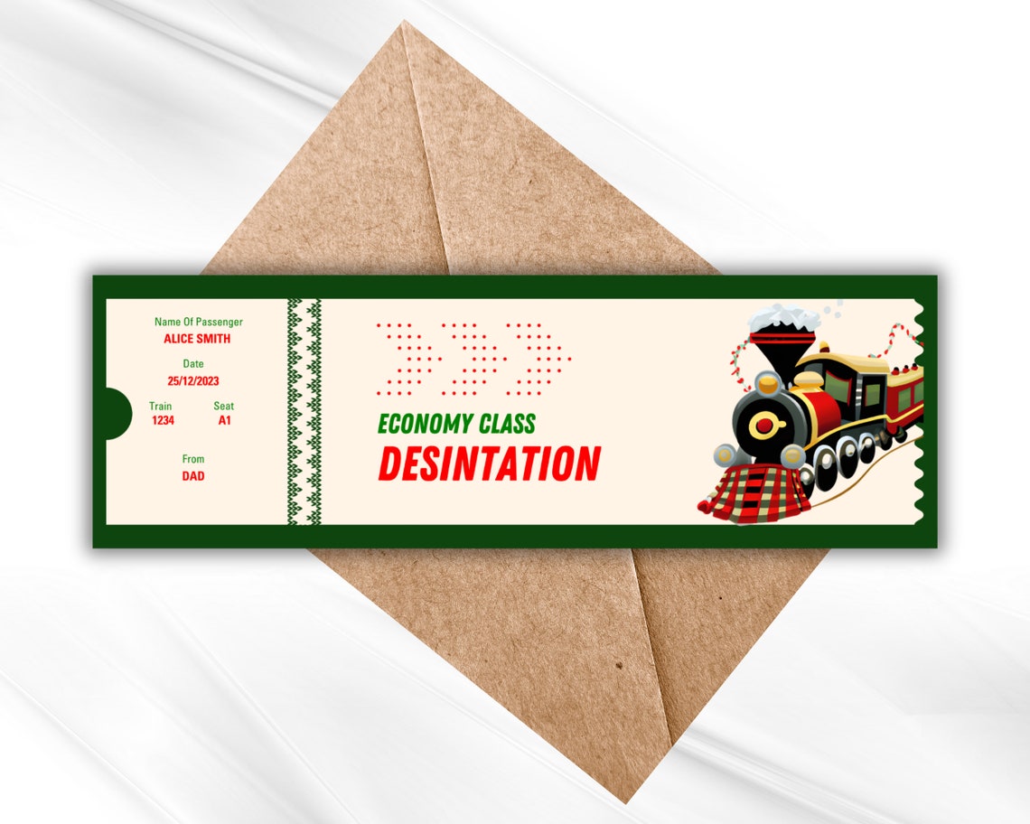 Christmas Train Ticket, DIY Train Ticket Template,printable Train