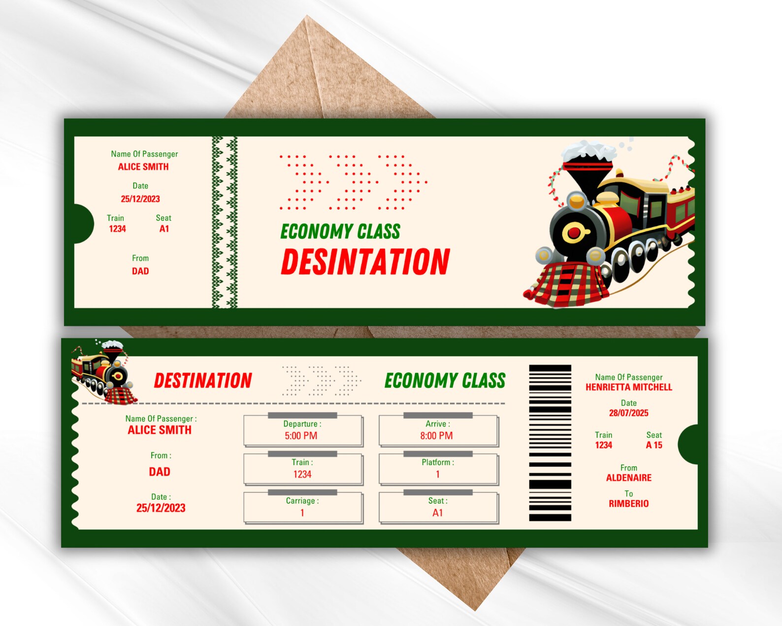 Christmas Train Ticket, DIY Train Ticket Template,printable Train Ticket Template, Personalised ...