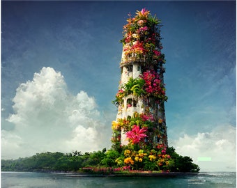 Tropical Tower in island instant download SVG, PNG, JPG digital download