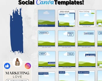 20 Simple Blue Navy Real Estate Template for Social Media Canva