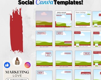 20 Red real estate agent social template canva