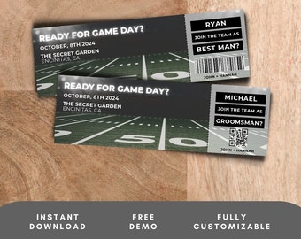 Game Day Proposal Ticket Be My Groomsmen Football Proposal Gift for Wedding Party Groomsman and Best Man Game Day Proposal Ticket Template