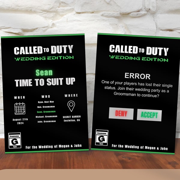 Video Game Inspired Suit Up Card for Groomsmen Template for Best Man Gift for Groomsman Proposal Printable Template For Groomsmen Funny