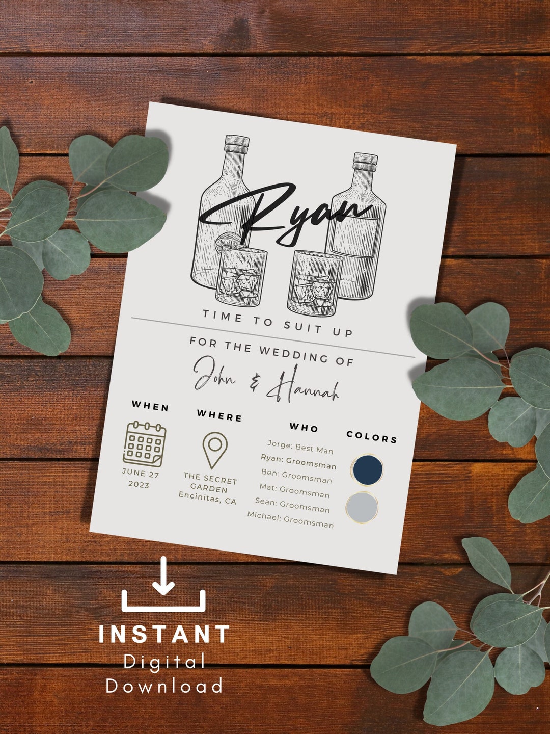 Groomsman Info Card Printable Groomsmen Information Card - Etsy