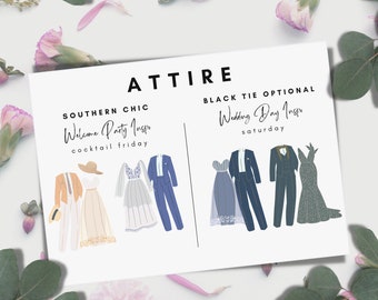 Wedding Attire Card for Wedding Style Inspiration for Wedding Outfit Card for Guest Attire Insert for Wedding Dress Code Color Template
