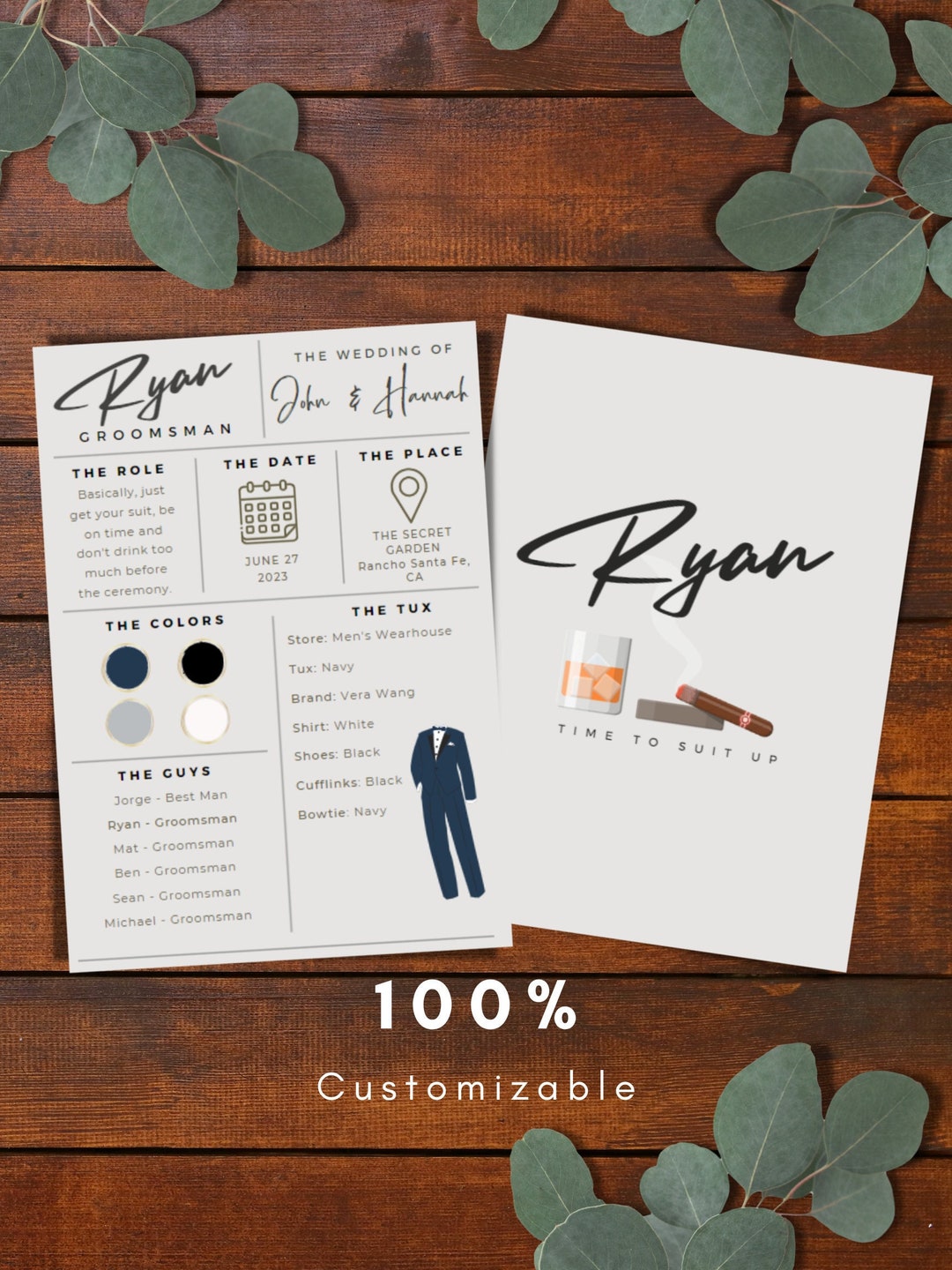 Groomsman Info Card Printable Groomsmen Information Card - Etsy