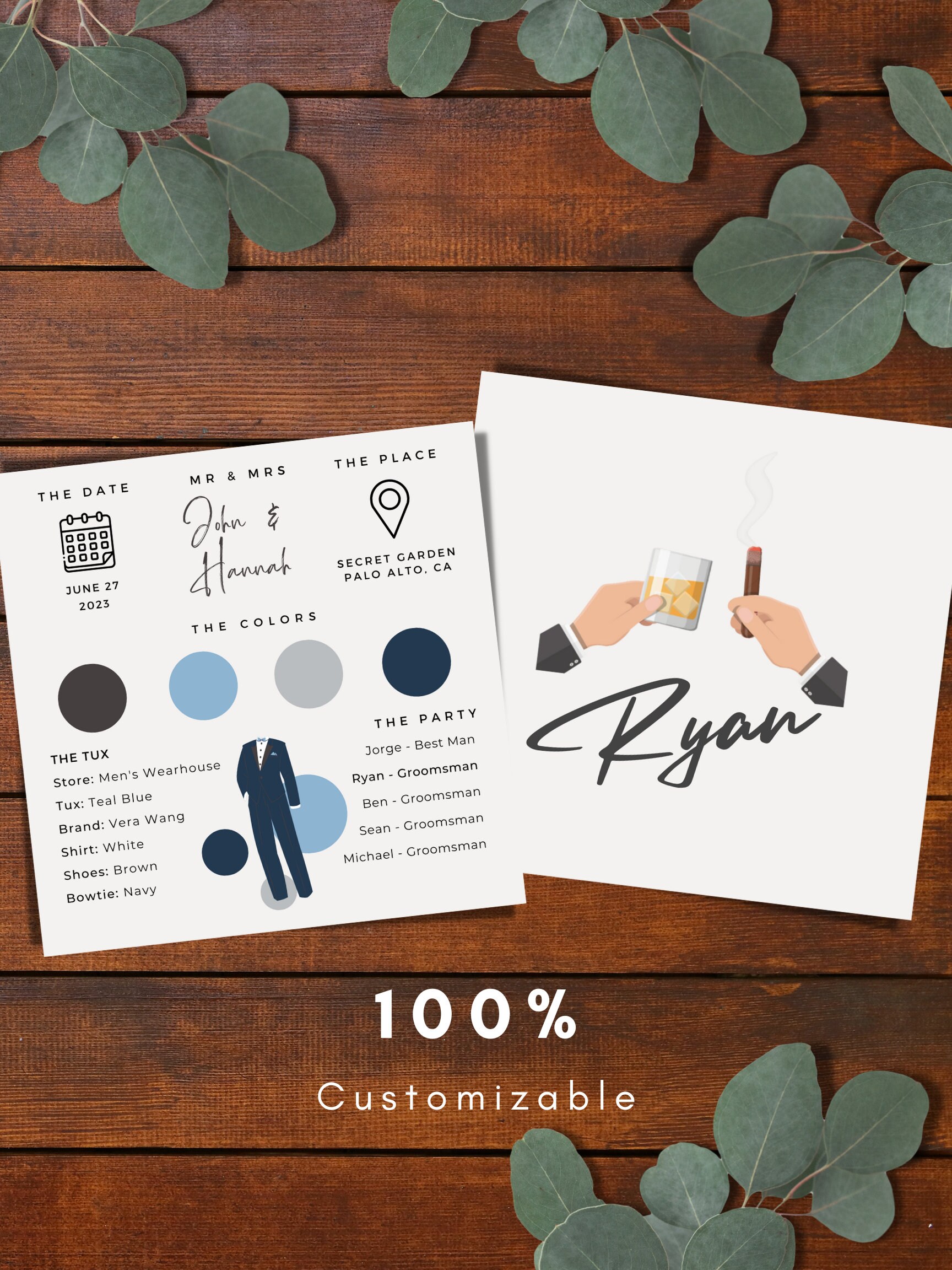Groomsman Info Card, Printable Groomsmen Information Card, Groomsman ...