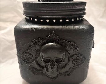 Skull Cameo And Crosses Apothecary Jar, Glass Gothic Style Accessory Box
