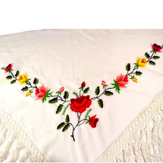 Vintage Piano Scarf Embroidered Shawl Wrap Floral… - image 9