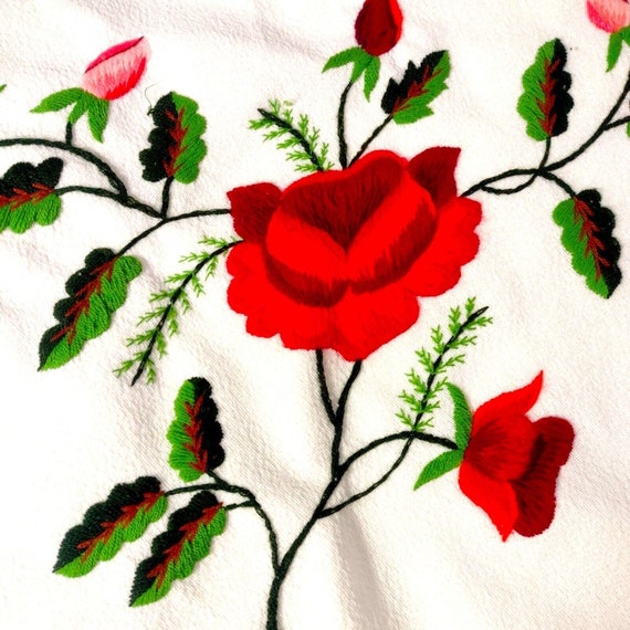 Vintage Piano Scarf Embroidered Shawl Wrap Floral… - image 3