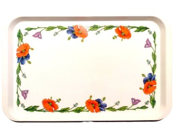 Plateau de service vintage Villeroy & Boch Amapola en mélamine floral Made in Italy 12 x 19