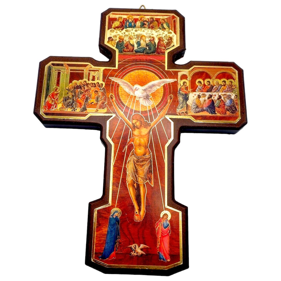 Last Supper of Christ Gold Embossed Wood Cross Wall Crucifix Etsy